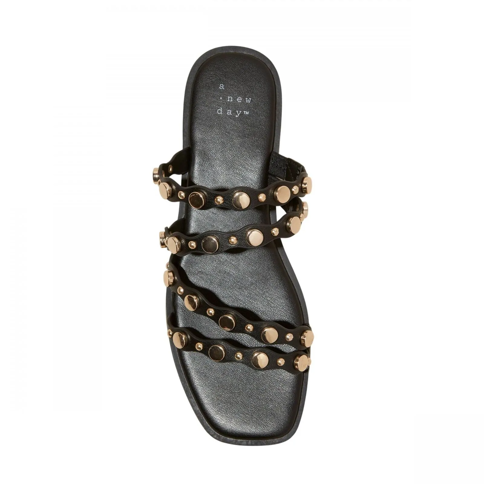 A New Day Womens Sharon Stud Slide Sandals 89998585 Black 7.5M