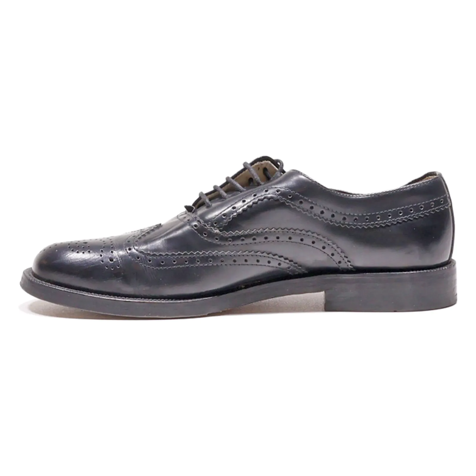 A.HILLOCK & SON Brogue Shoes Black Leather Mens UK 8