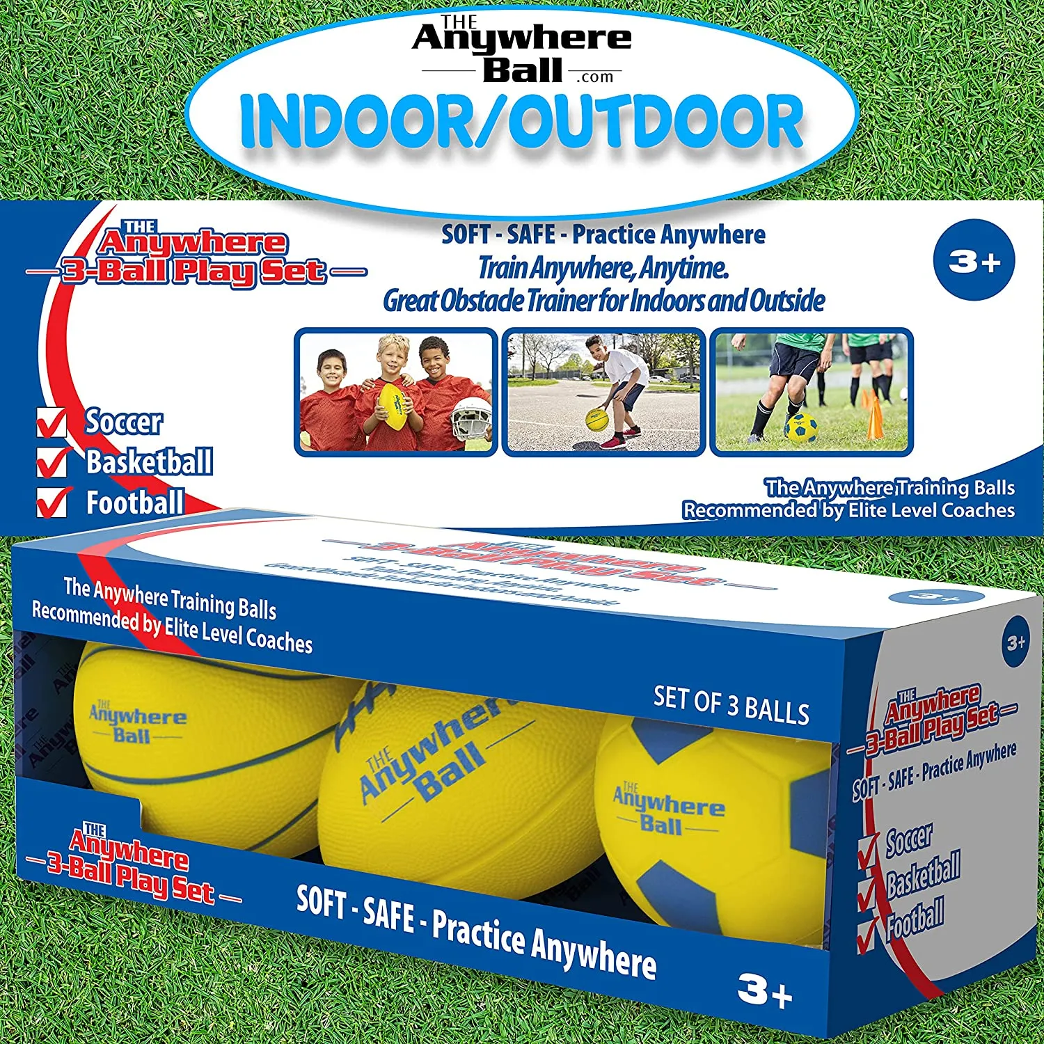 Anywhere Ball Foam Sports Ball - Set of 3