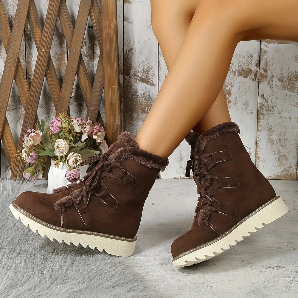 Betterthy Women's Plush Lined Thermal Snow Boots Antislip Outdoor