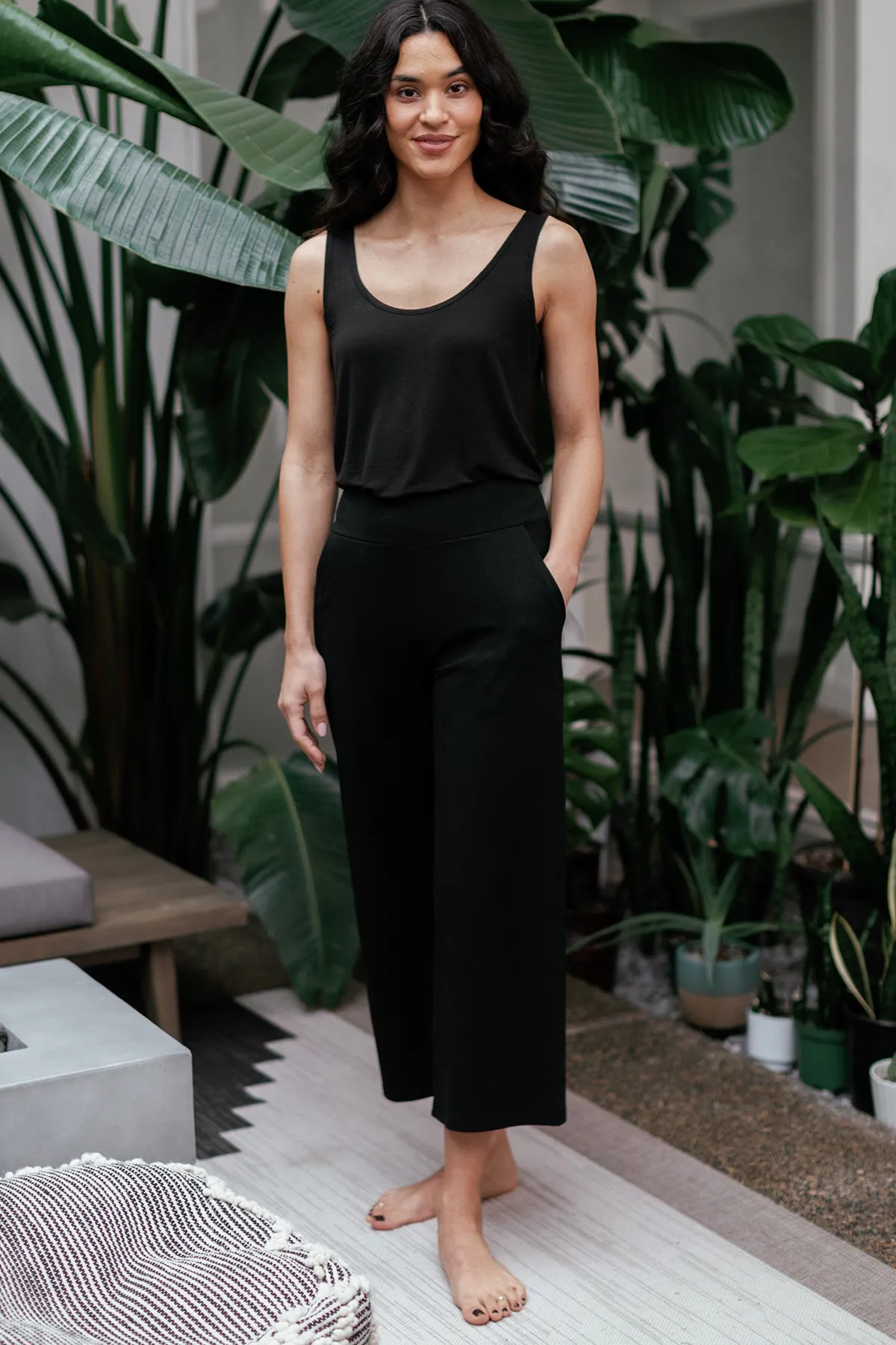 Billie Ultra-Stretch Bamboo & Organic Cotton Classic Wide Leg Cropped Pant