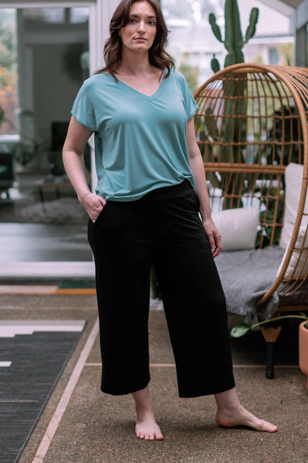Billie Ultra-Stretch Bamboo & Organic Cotton Classic Wide Leg Cropped Pant