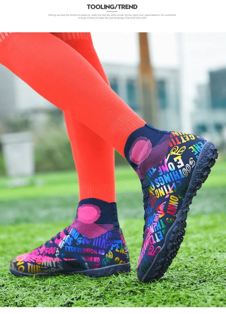 BINBINNIAO Men/Women Turf Soccer Shoes High Ankle for Soccer, Lacrosse