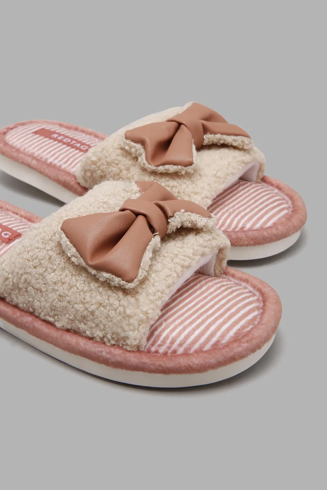 Blush/Beige Bow Slippers
