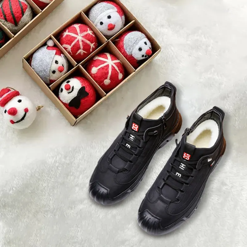 🎁Christmas Hot Sale 45% OFF🎁Men's Faux Wool Lining Leather Sneaker 【Free Shipping】