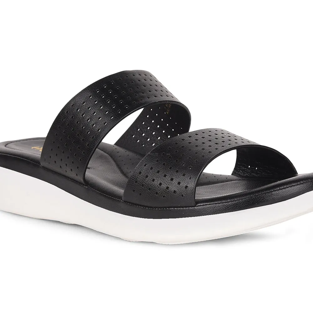 Healers Black Casual Slippers For Women JD-38 By Liberty