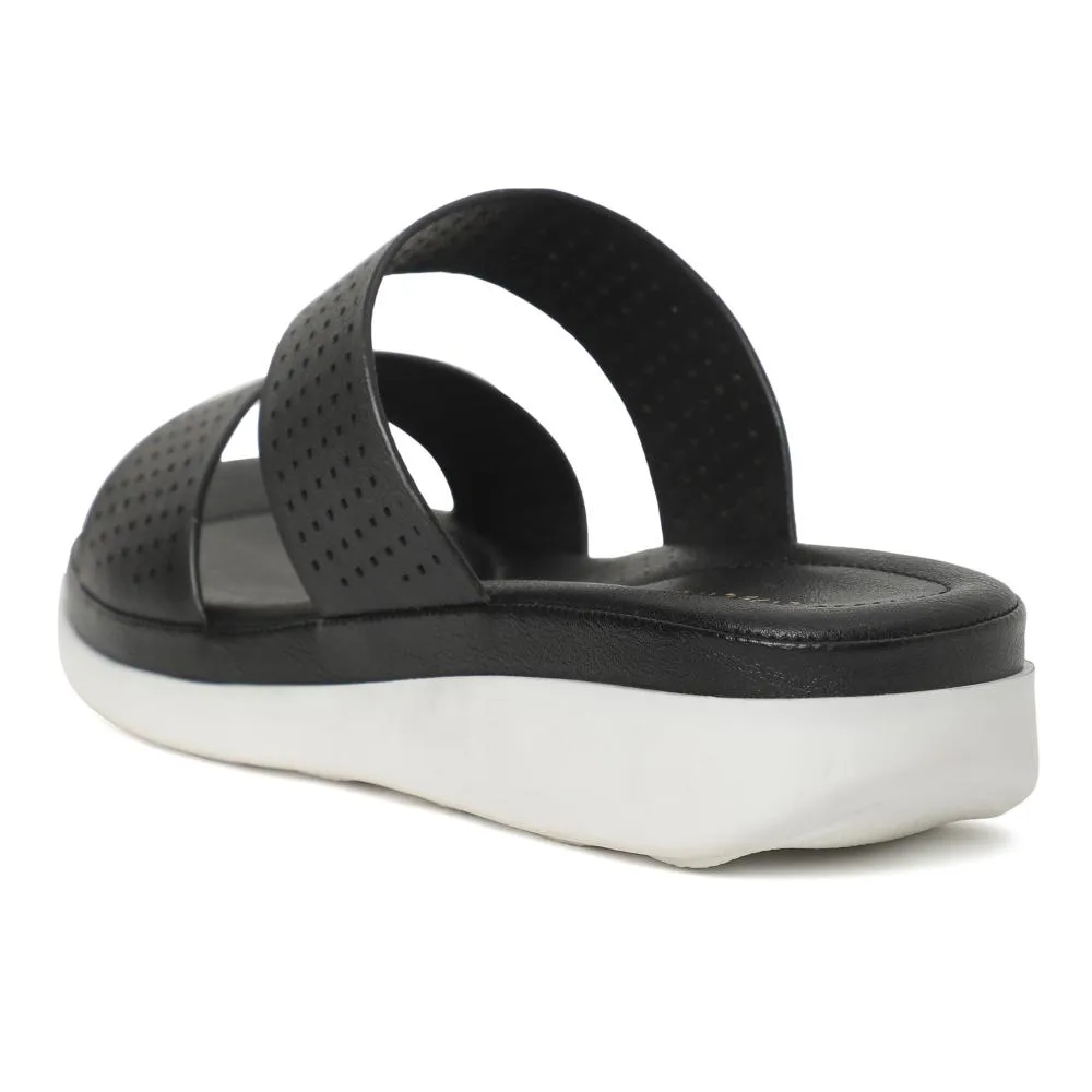Healers Black Casual Slippers For Women JD-38 By Liberty