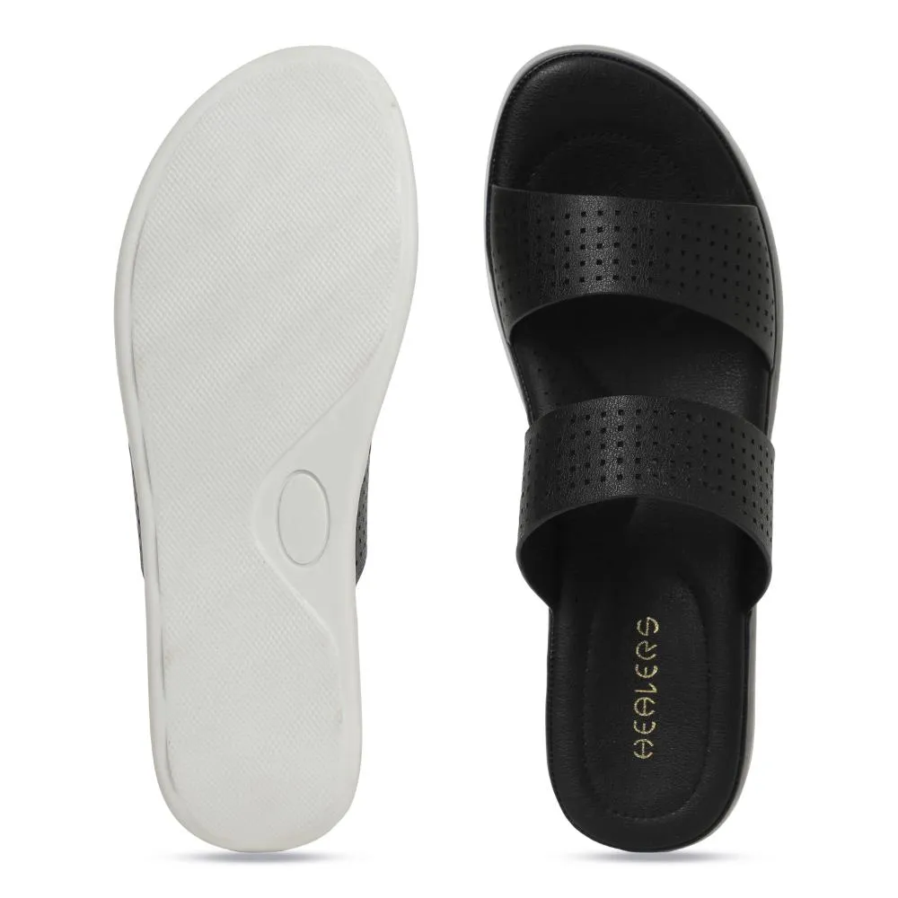 Healers Black Casual Slippers For Women JD-38 By Liberty