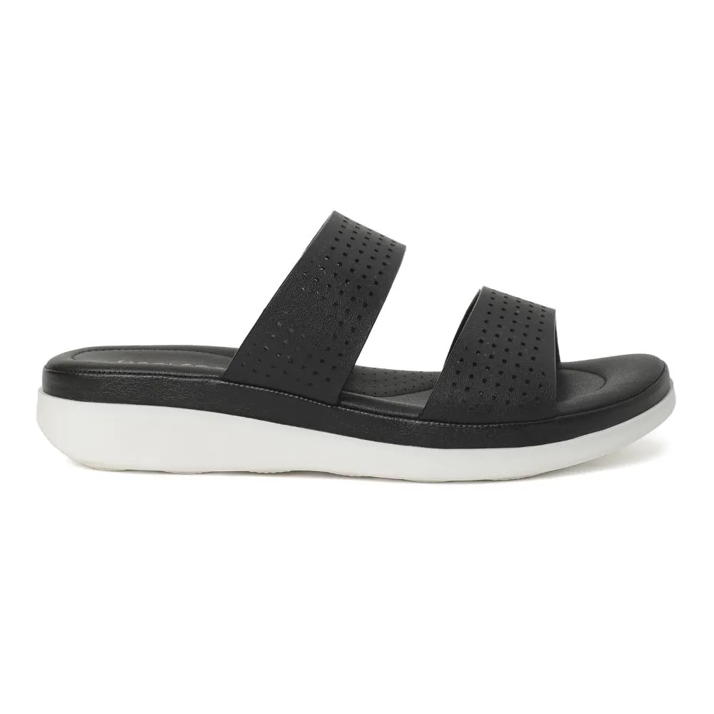 Healers Black Casual Slippers For Women JD-38 By Liberty