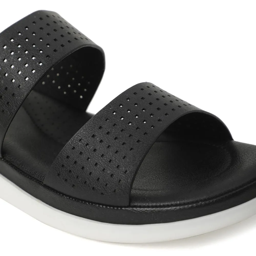 Healers Black Casual Slippers For Women JD-38 By Liberty