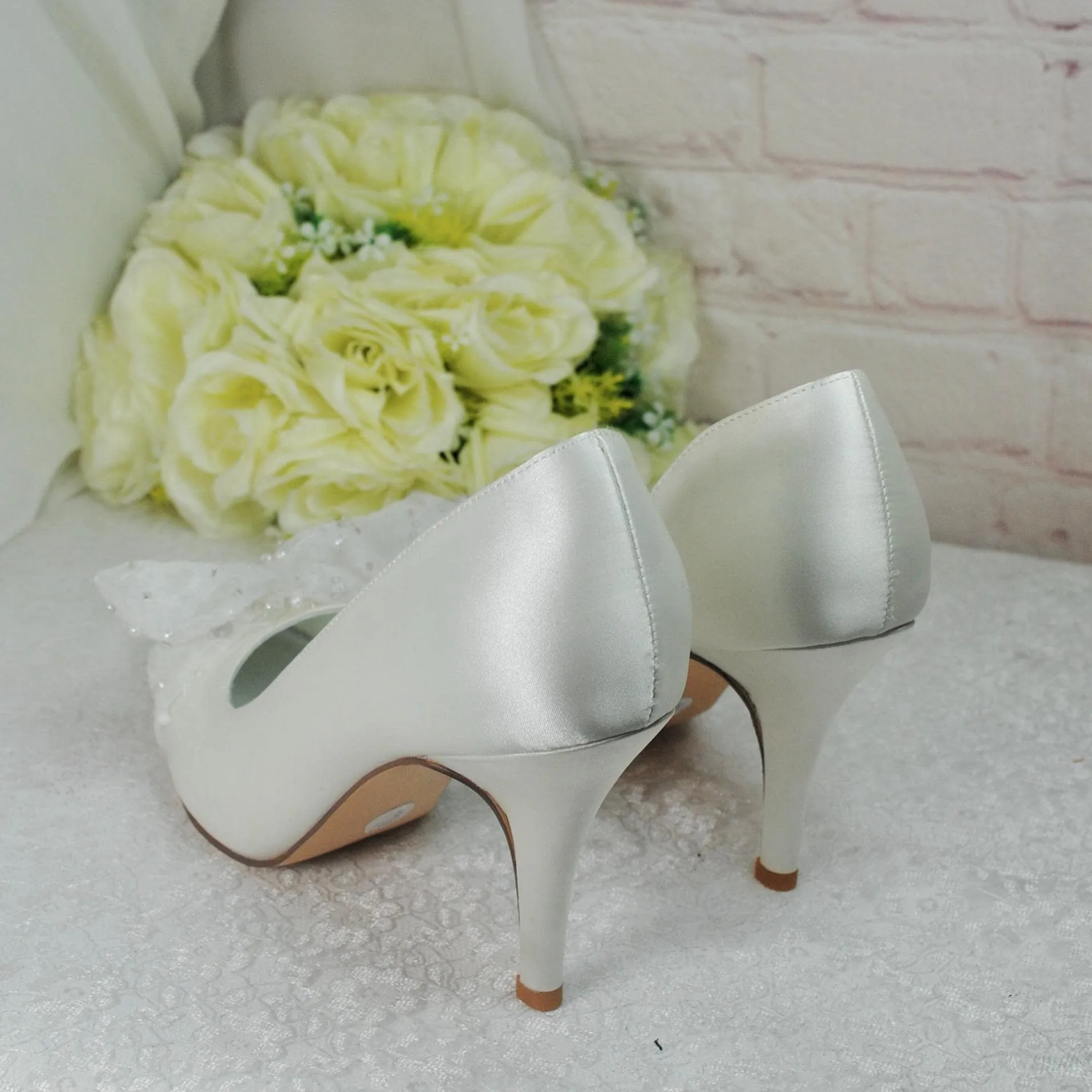 Ivory D'Orsay Wedding Heels with Bow