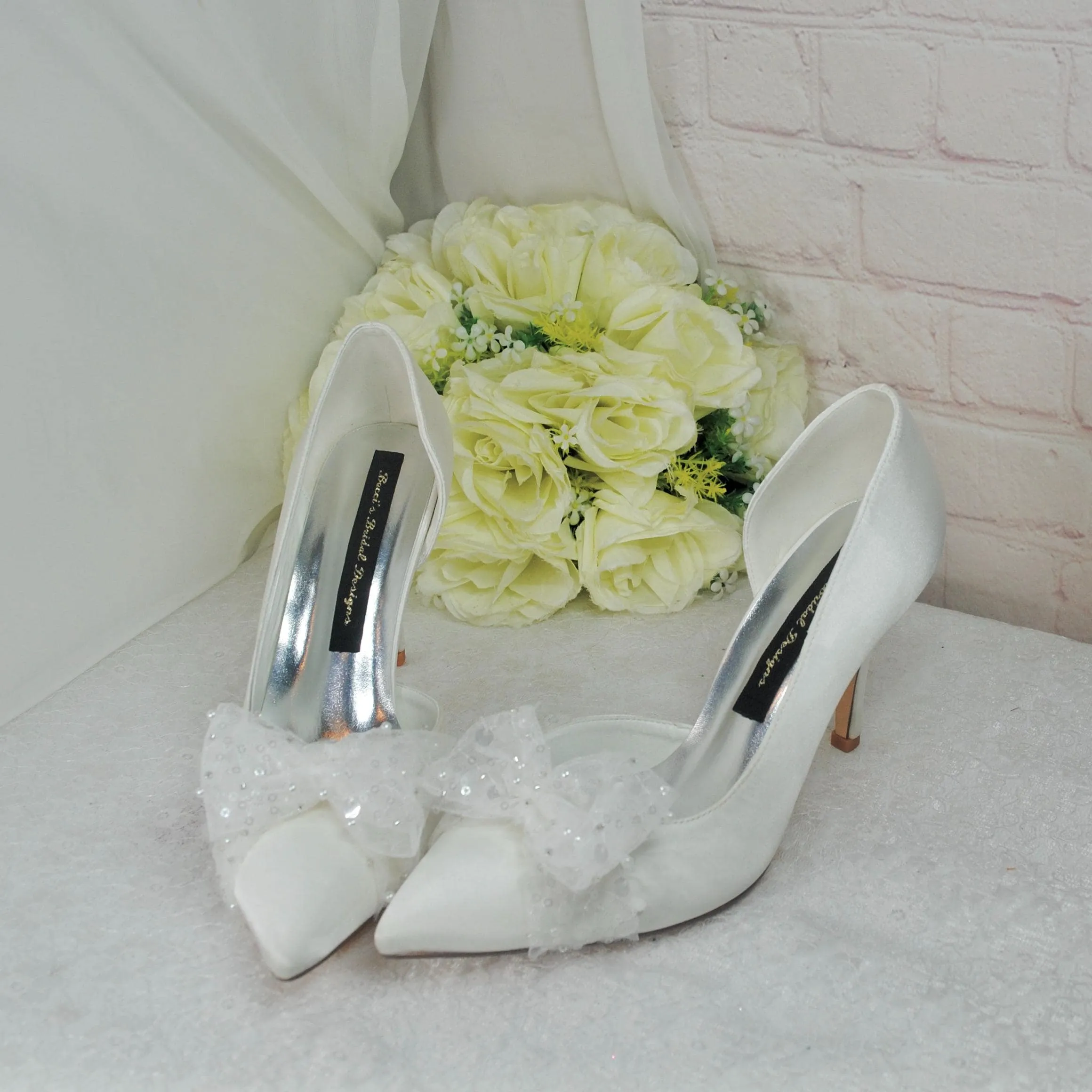 Ivory D'Orsay Wedding Heels with Bow