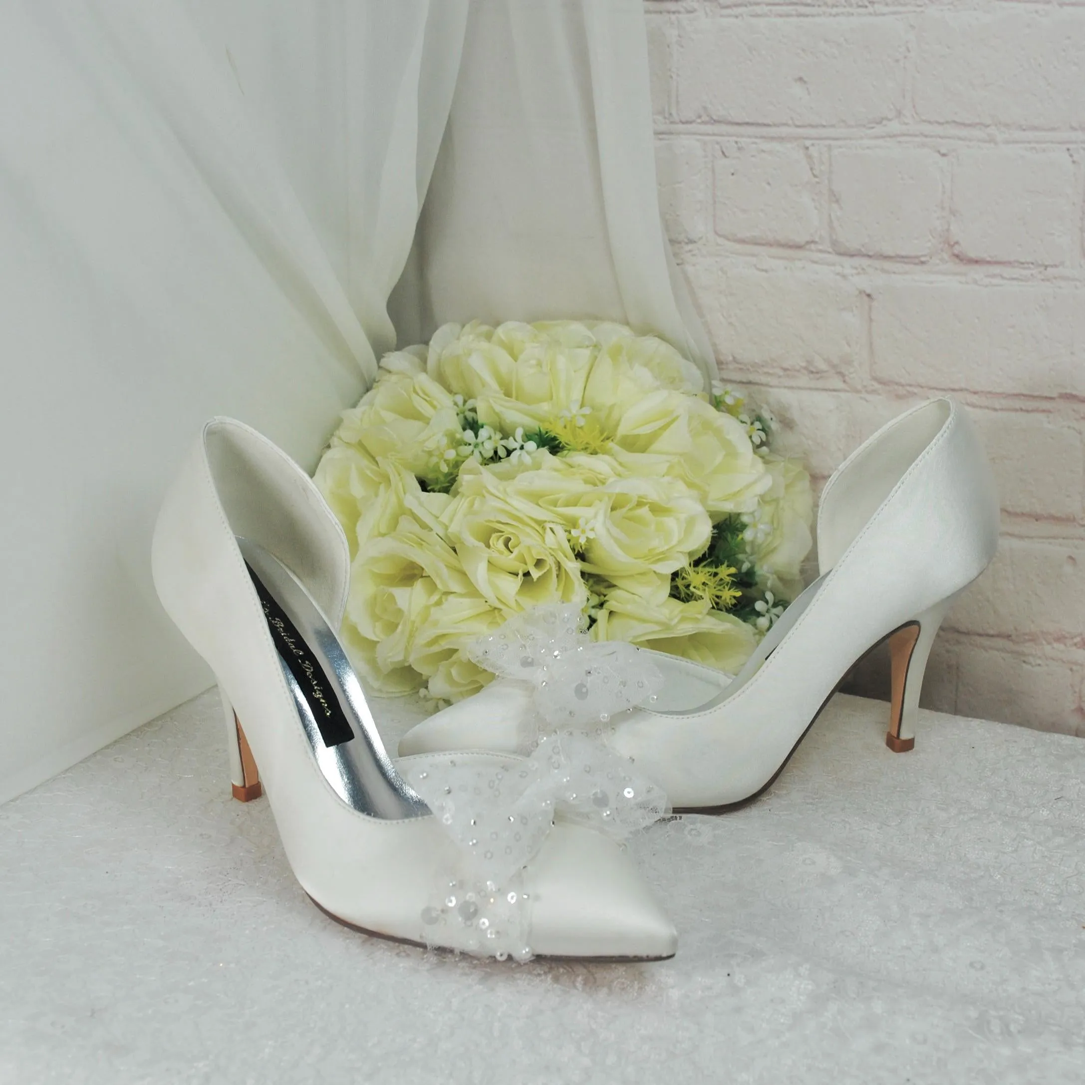 Ivory D'Orsay Wedding Heels with Bow