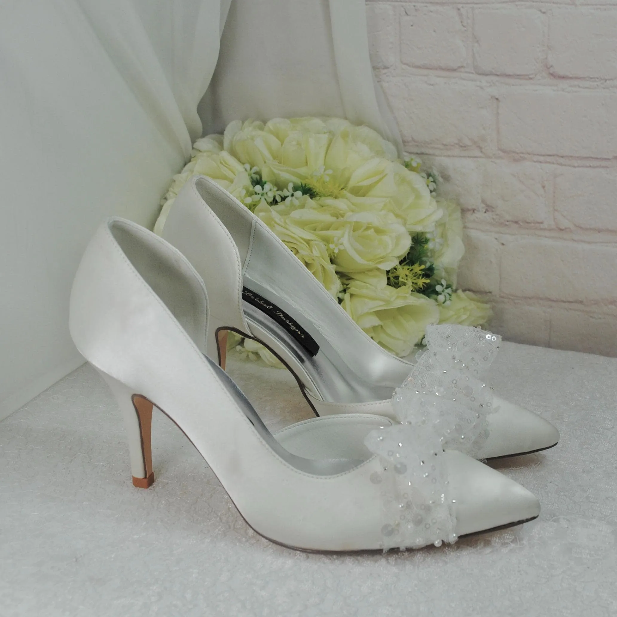 Ivory D'Orsay Wedding Heels with Bow