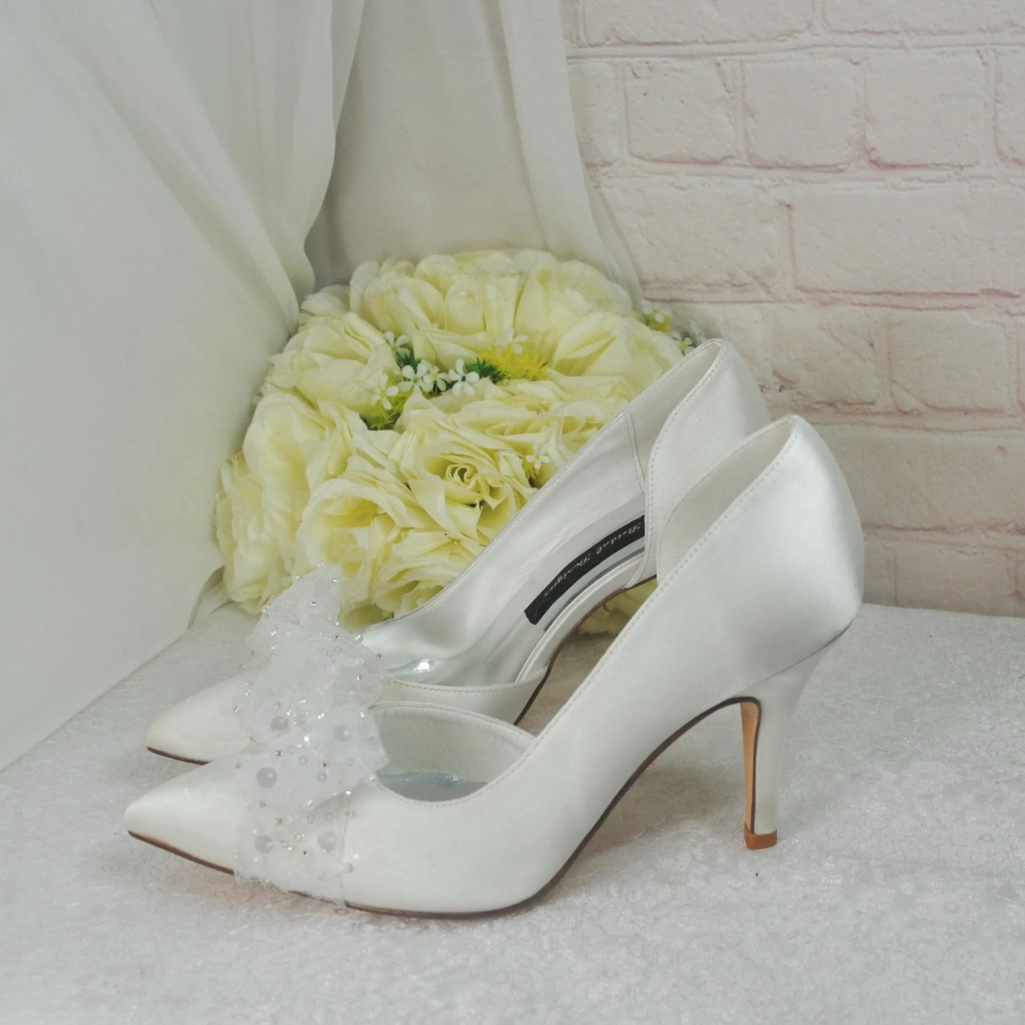 Ivory D'Orsay Wedding Heels with Bow