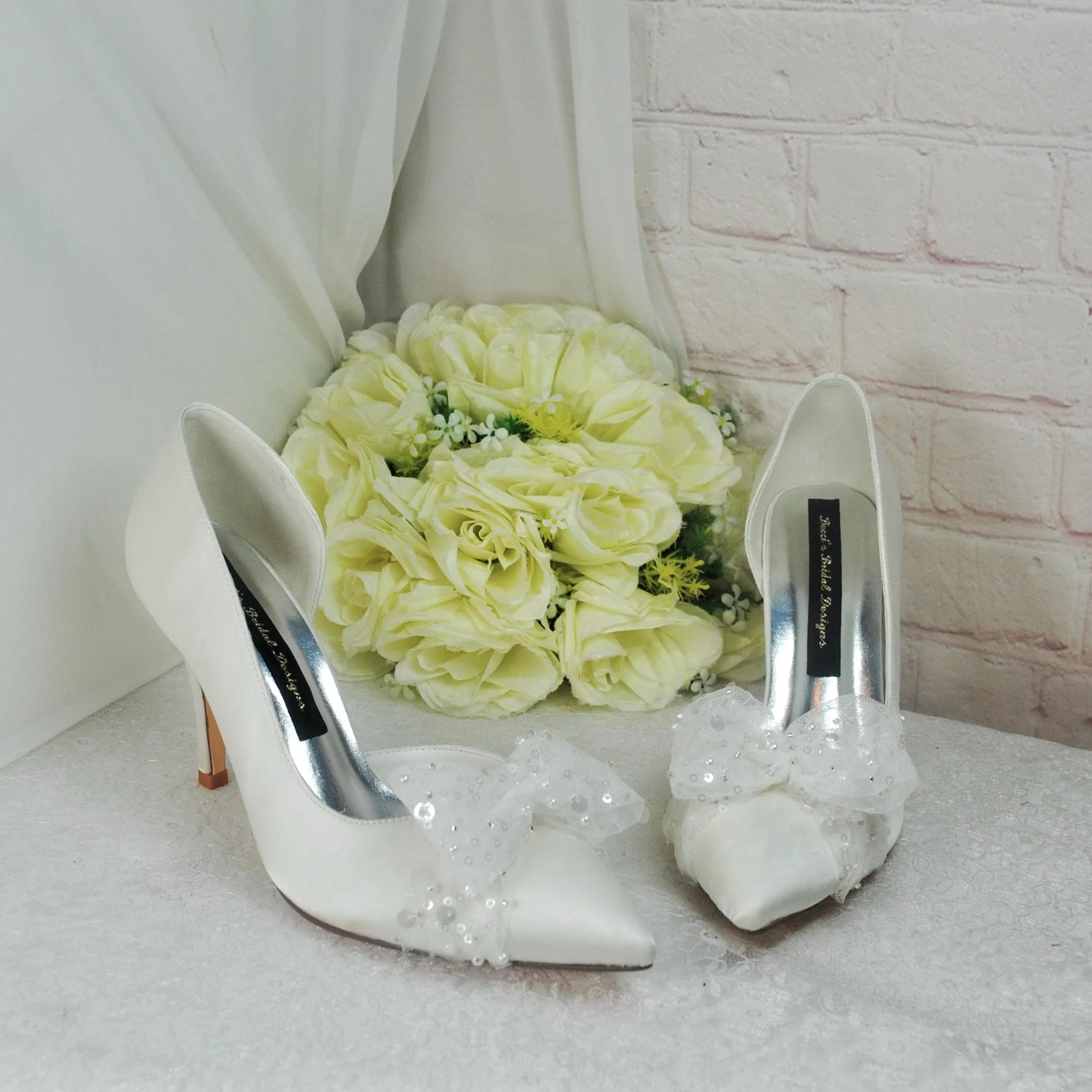 Ivory D'Orsay Wedding Heels with Bow