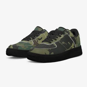 Kicxs Green Camo Low-Top Leather Sports Sneakers - Black Sole