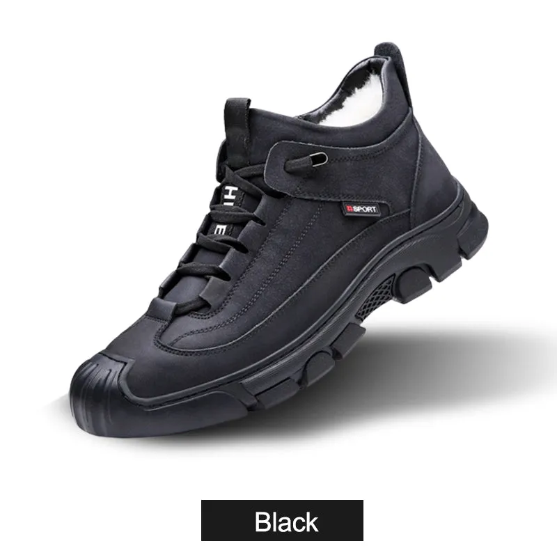 Men's Faux Wool Lining Leather Sneaker