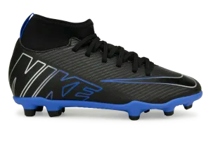 NIKE KIDS ZOOM MERCURIAL SUPERFLY 9 CLUB FG/MG BLACK/BLUE