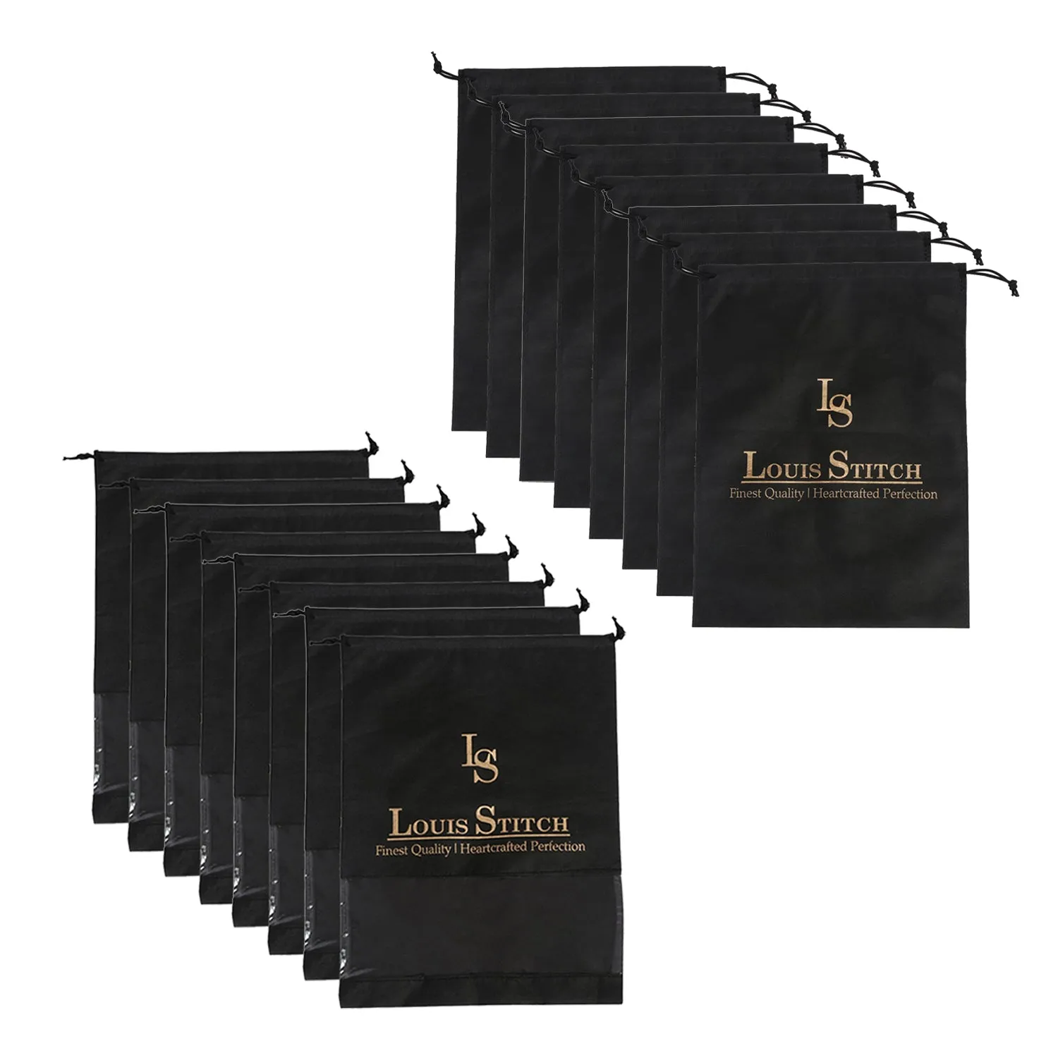 Non Woven Shoe Bag Pack Of  16 Black Plain & See Thru