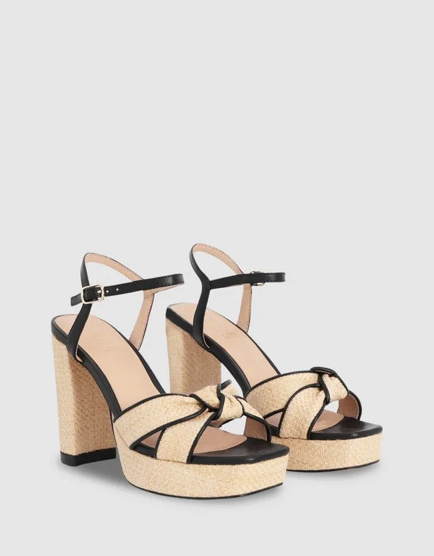 Nude Footwear Bella Hell - Black Raffia