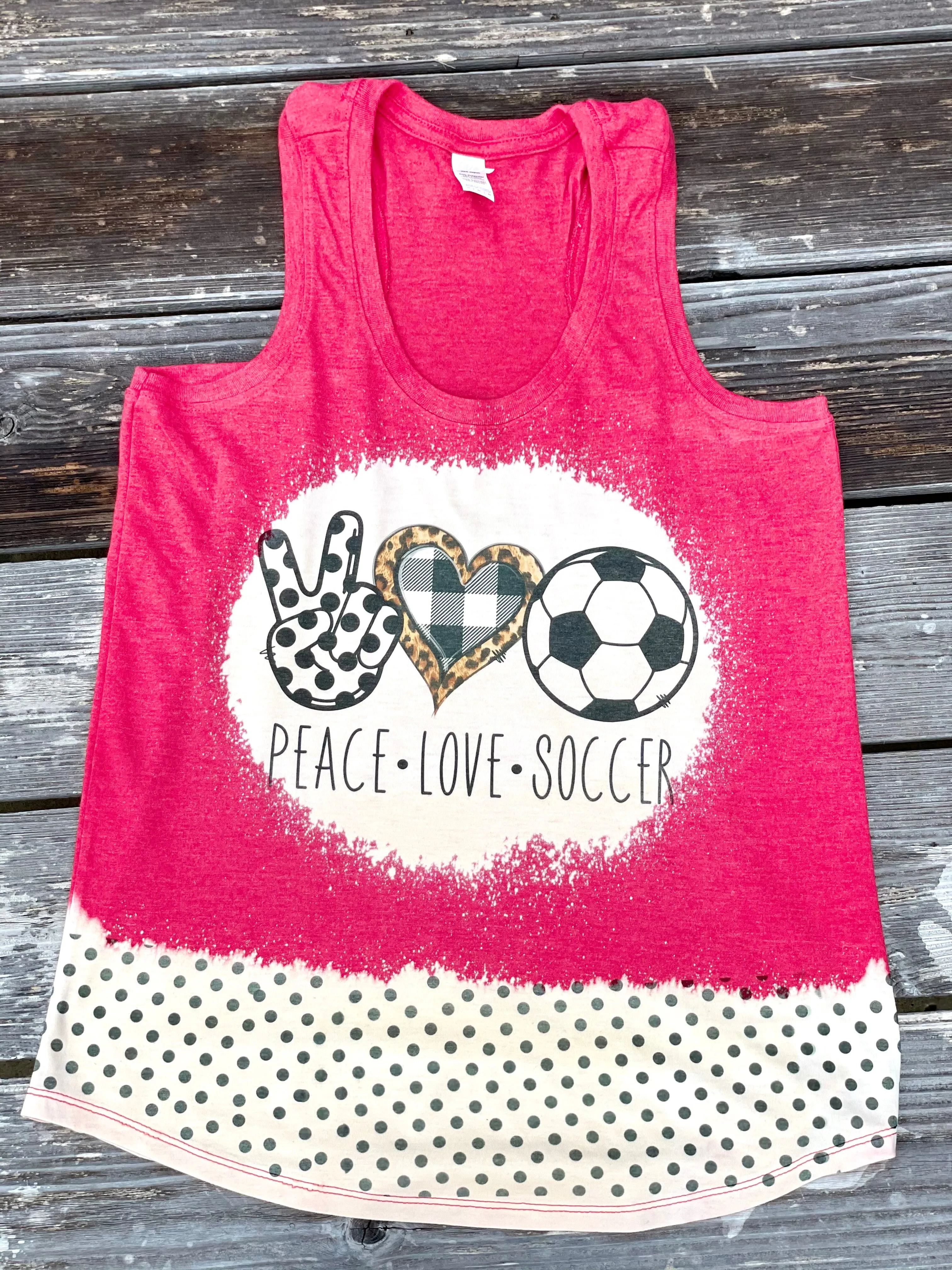 Peace Love Soccer Polka Dot Tank