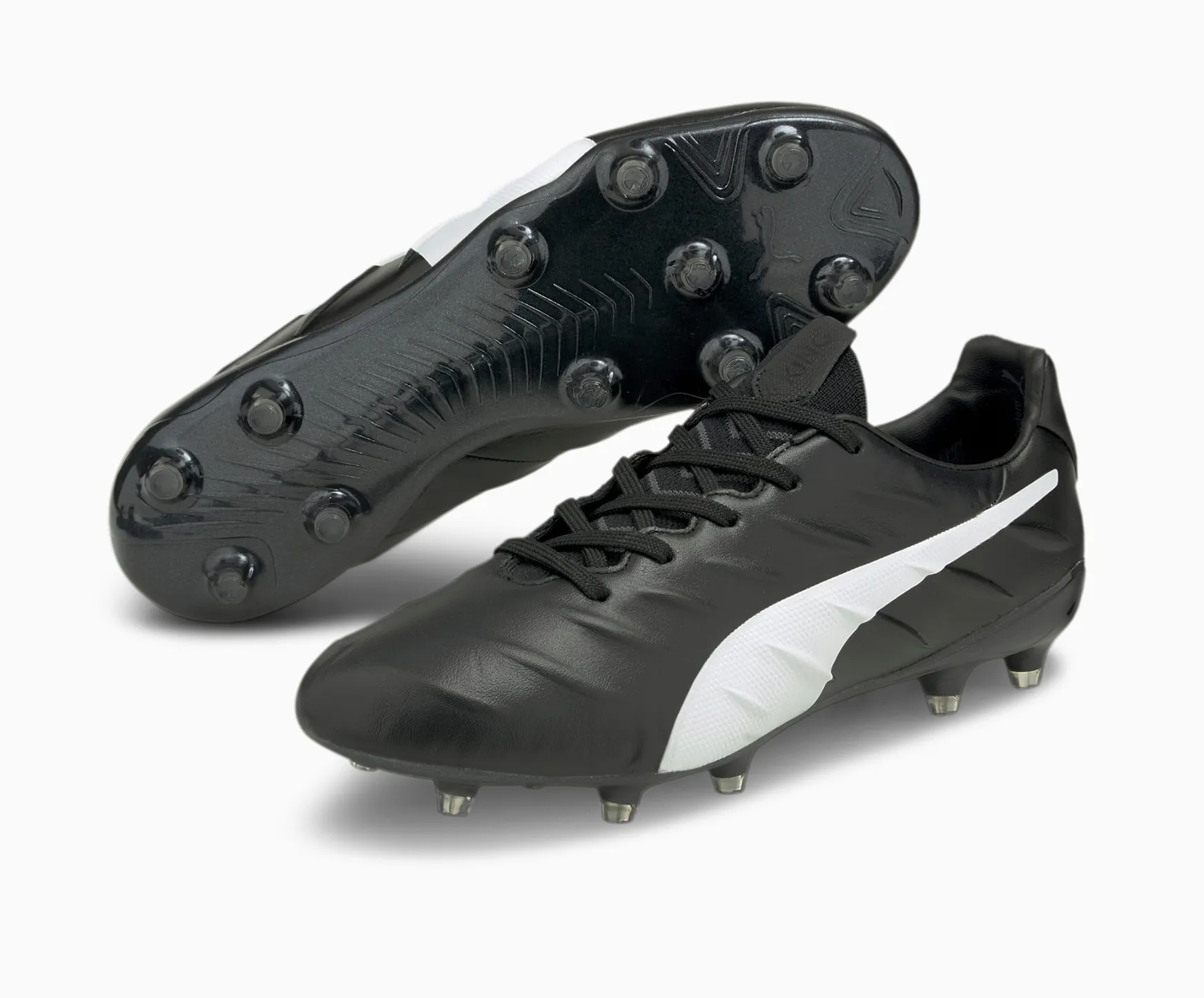 Puma King Platinum 21 Firm Ground Soccer Cleat - Puma Black/Puma White