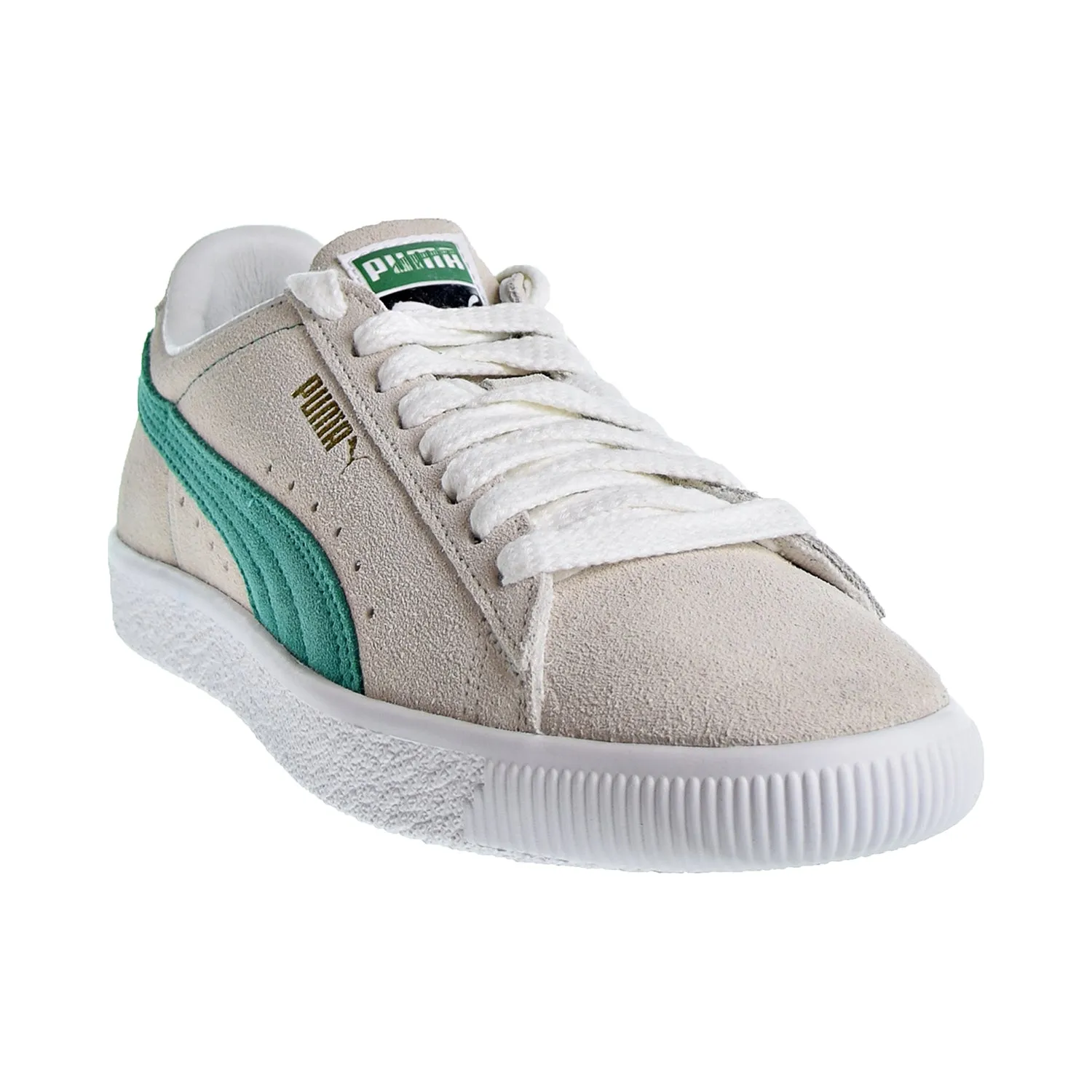 Puma Suede 90681 Men's Shoes Whispher White/Green Flash/White