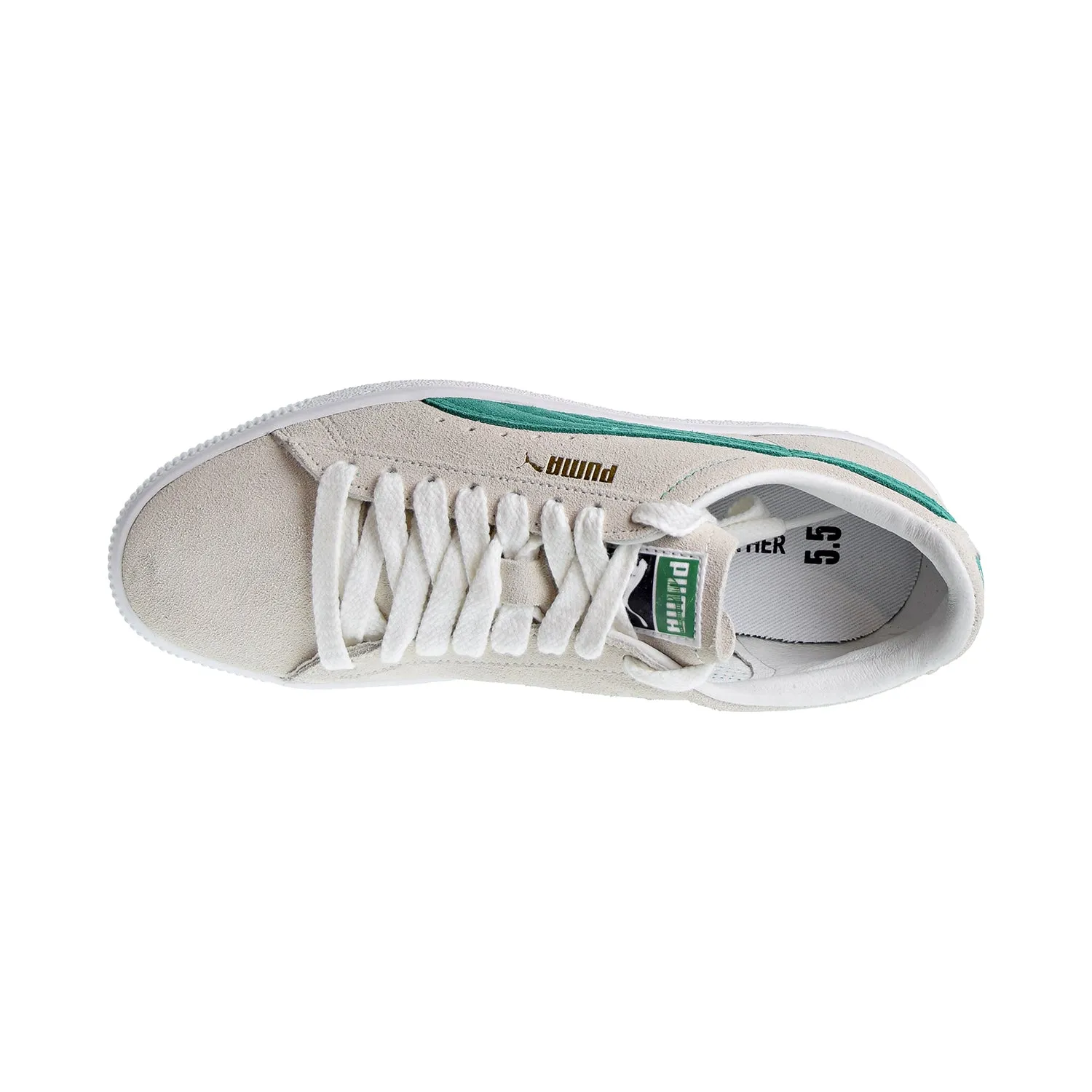 Puma Suede 90681 Men's Shoes Whispher White/Green Flash/White