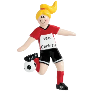 Soccer Girl Christmas Ornament - Blonde