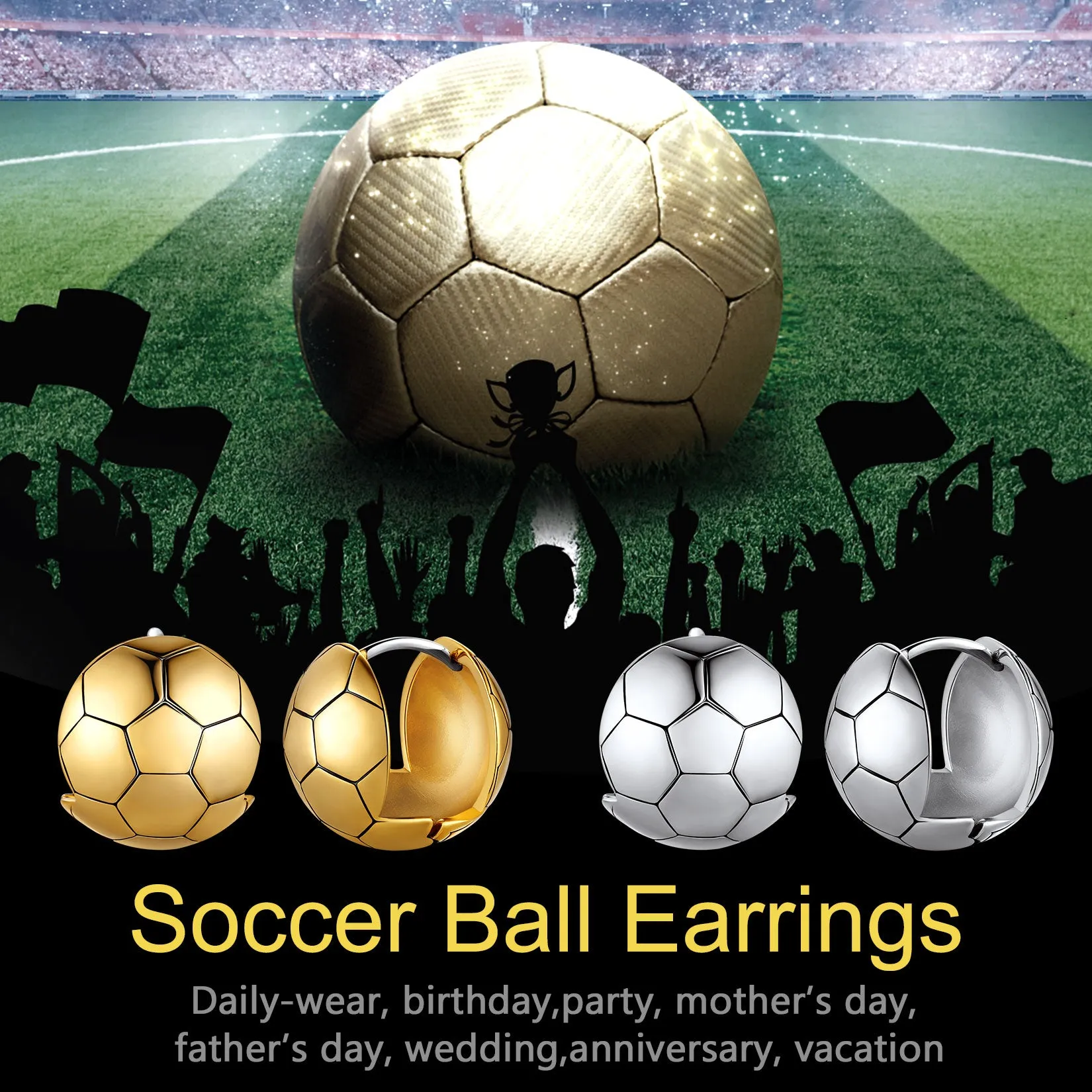 Soccer Sport Stud Earrings for Men Women