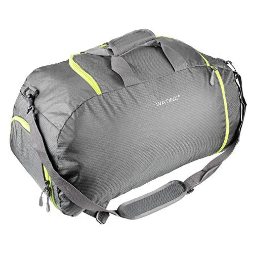 WATINC 50L 3-Way Travel Duffel Backpack Luggage Gym Sports Bag with Shoe Compartment(gray)