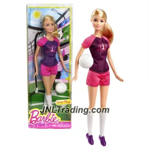 Year 2014 Barbie Career Series 12 Inch Doll - BARBIE as SOCCER PLAYER CKH43 with Soccer Ball