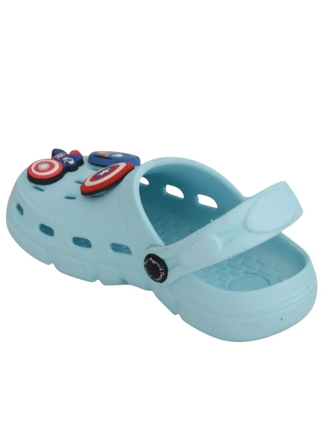 Yellow Bee Boys’ Marvel Captain America Clogs with Shield & Character Charms – Light Blue